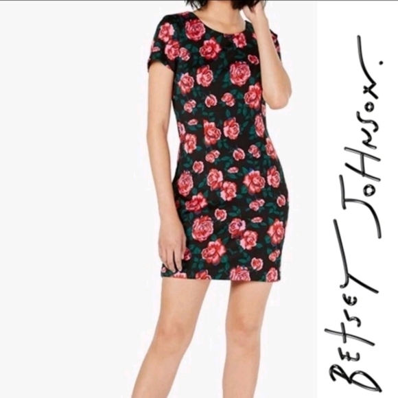 NWT Betsey Johnson Full Bloom Floral Print Scuba Knit Cocktail Dress Women's 8 - Picture 8 of 9